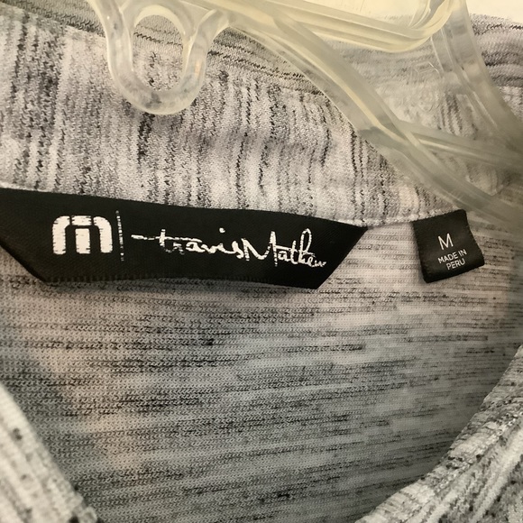 Travis Mathew Flying Tortilla Short Sleeve Medium Golf Polo Heather Gray White - Picture 5 of 16